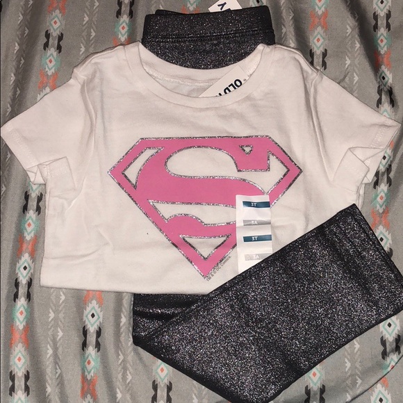 Old Navy Other - White pink & silver Old Navy Supergirl graphic tee